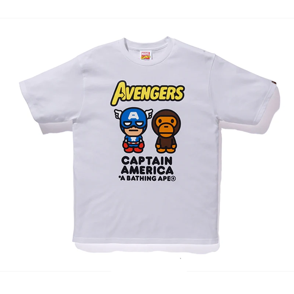 BAPE x Marvel Comics Milo Captain America Tee White